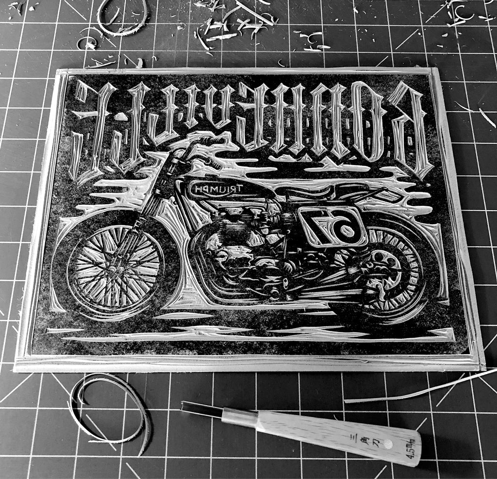 Triumph Bonneville Lino Print