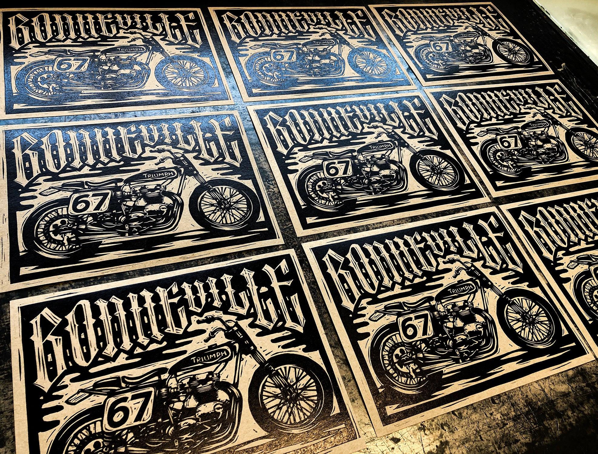 Triumph Bonneville Lino Print