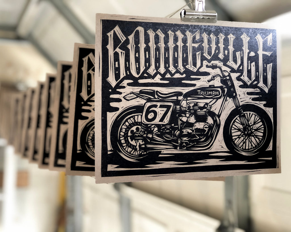 Triumph Bonneville Lino Print