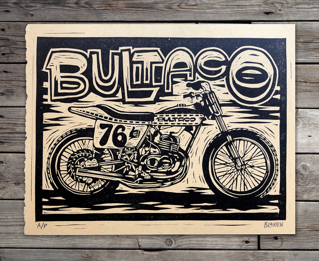 Bultaco Flattracker Lino Print