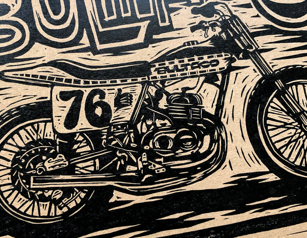Bultaco Flattracker Lino Print