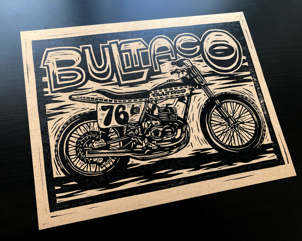 Bultaco Flattracker Lino Print