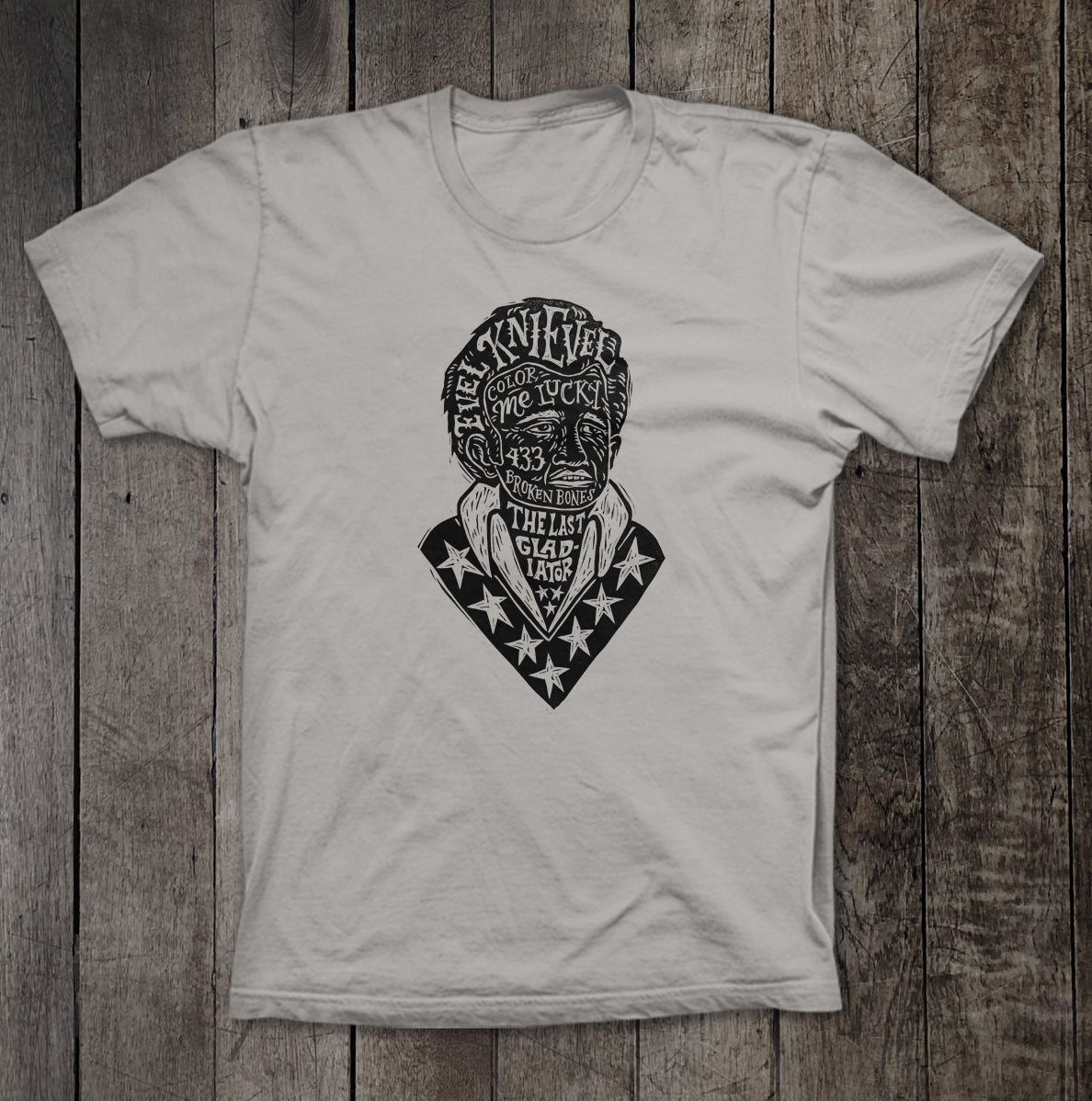 Evel Knievel Handprinted T-shirt