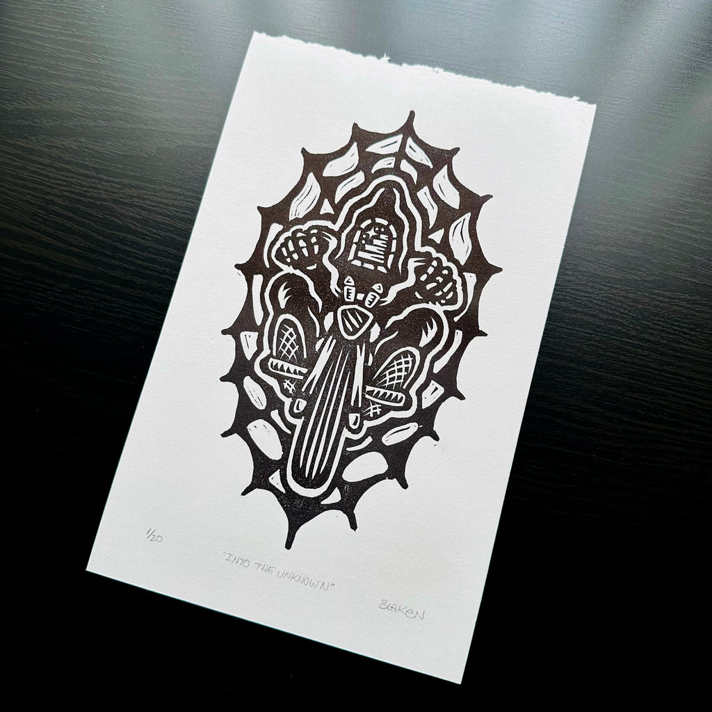 Into The Unknown Lino Print