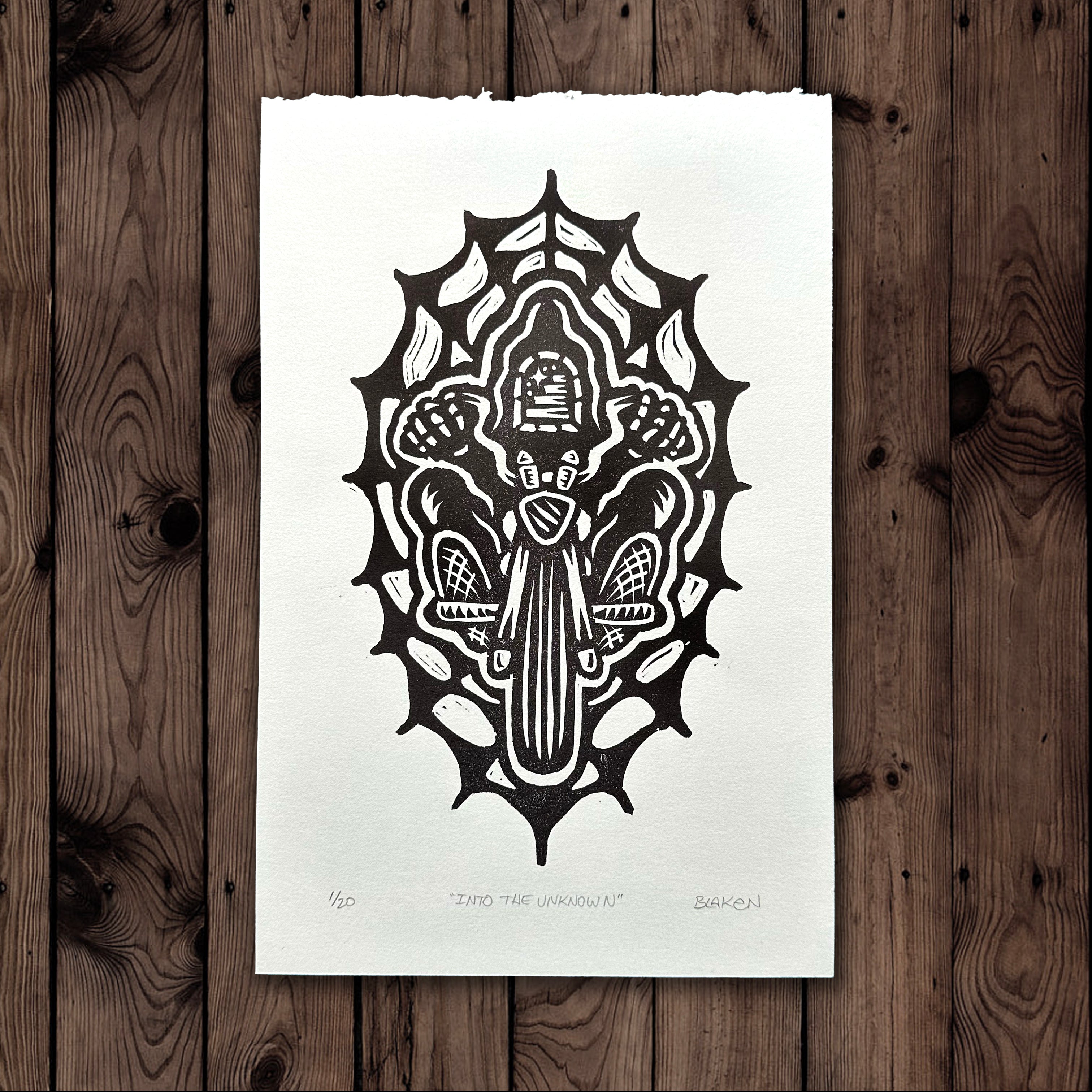 Into The Unknown Lino Print