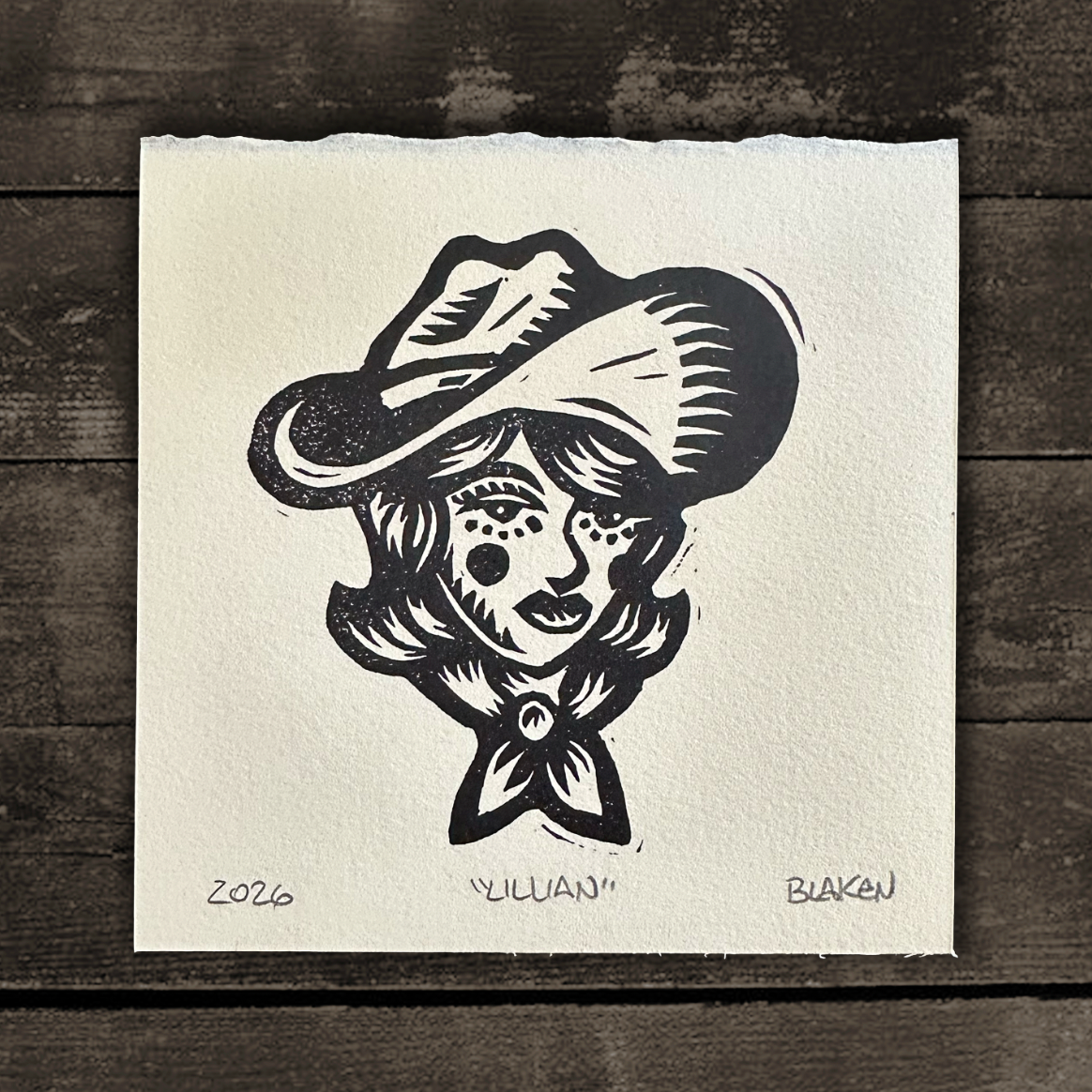 Black and white Lino Print of Lillian Smith 