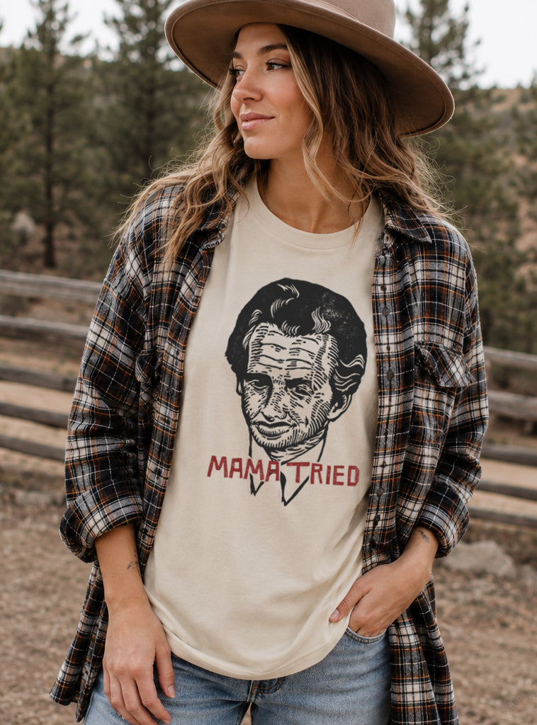 Mama Tried – Merle Haggard Linocut Graphic Tee