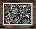 Skull Flash Lino-Print