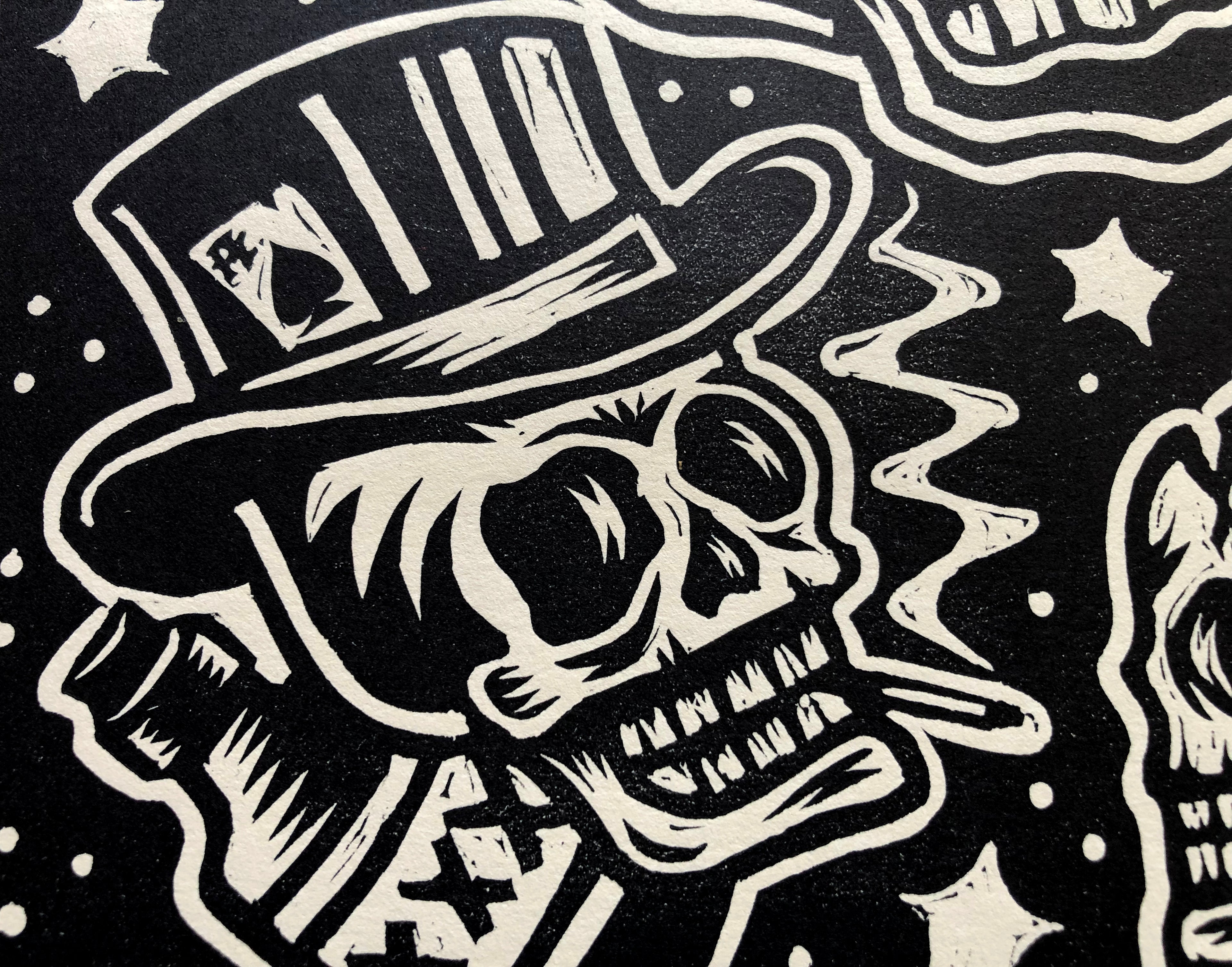 Skull Flash Lino-Print